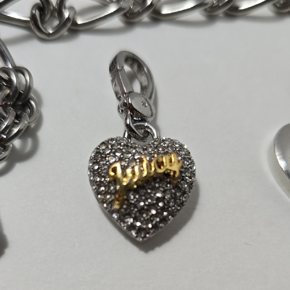 Juicy Couture Gold and Silver Heart Shaped Charm with Sparkling Stones